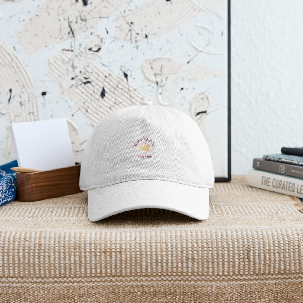 Jam Vino Organic Cotton Baseball Cap – Sustainable Adjustable Hat - white