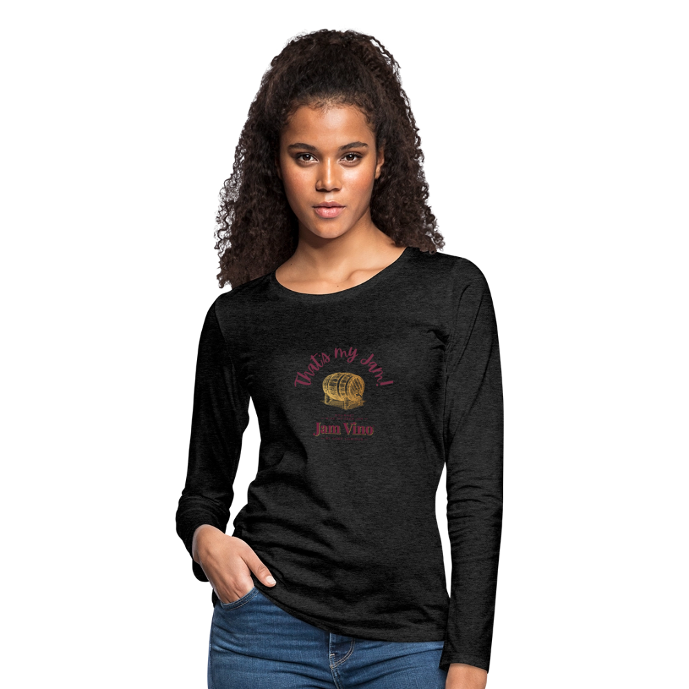 Jam Vino Women’s Premium Long Sleeve T-Shirt – Soft Cotton Classic Fit - charcoal grey