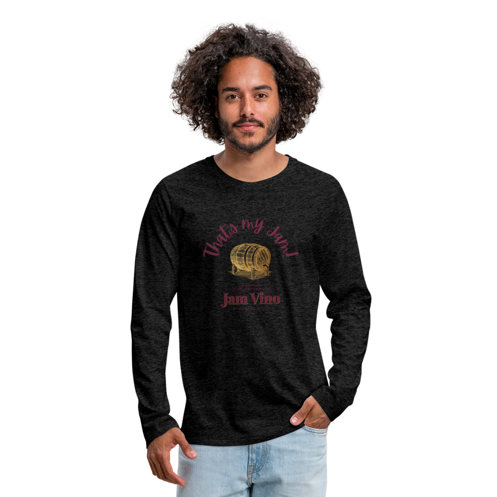 Jam Vino Premium Long Sleeve T-Shirt – Soft 100% Cotton Unisex Tee - charcoal grey