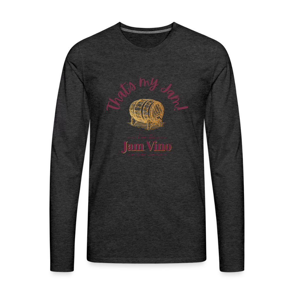 Jam Vino Premium Long Sleeve T-Shirt – Soft 100% Cotton Unisex Tee - charcoal grey
