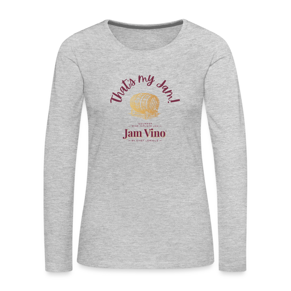 Jam Vino Women’s Premium Long Sleeve T-Shirt – Soft Cotton Classic Fit - heather gray
