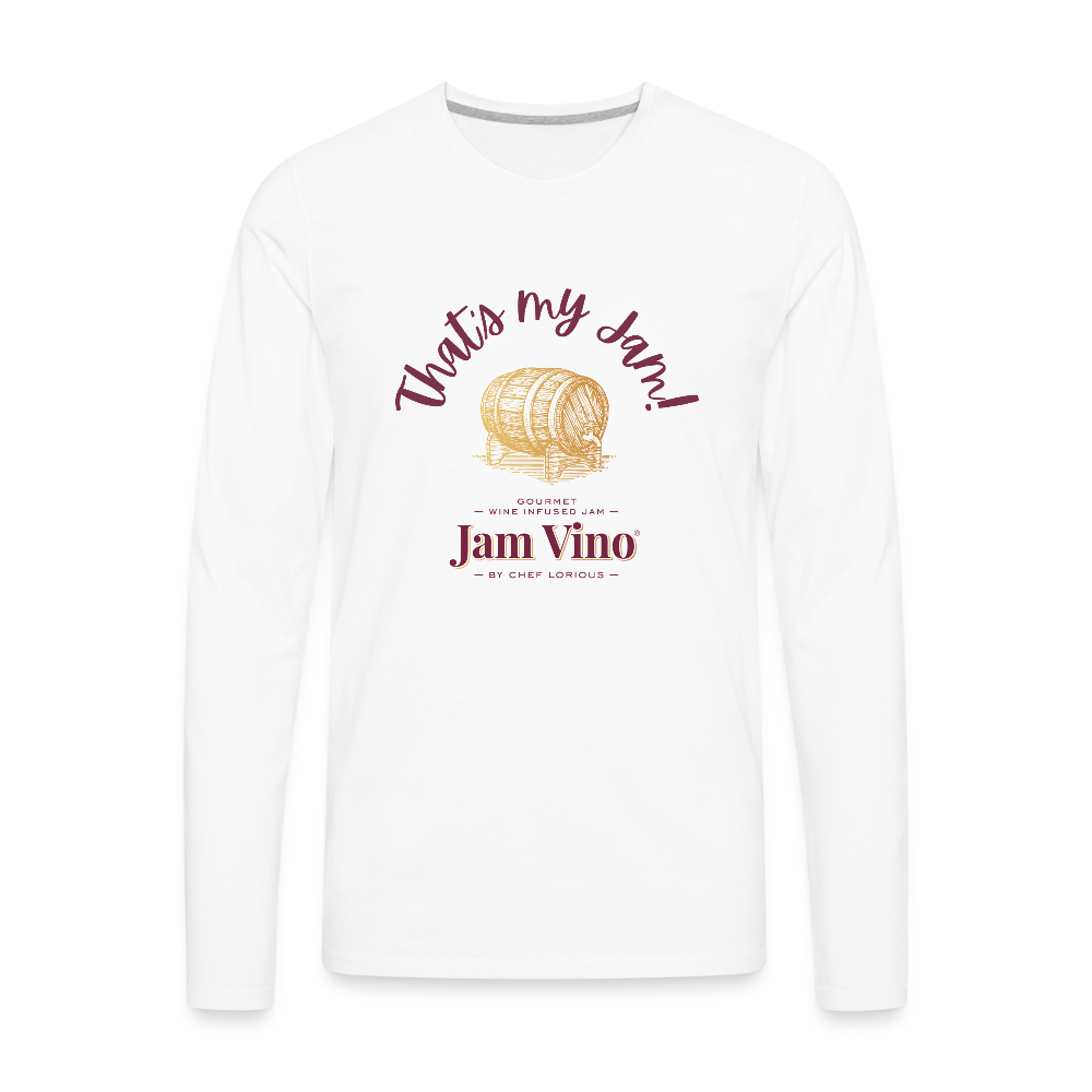 Jam Vino Premium Long Sleeve T-Shirt – Soft 100% Cotton Unisex Tee - white