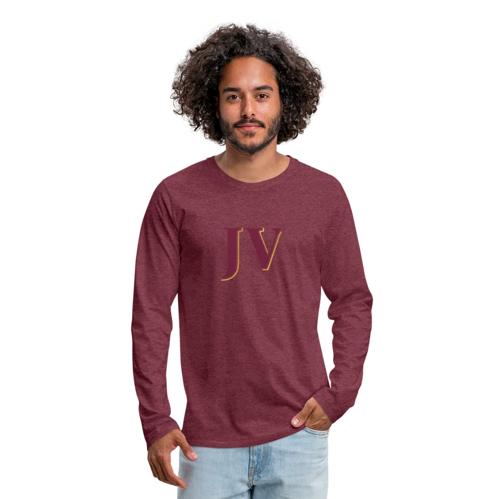 JV Premium Long Sleeve T-Shirt – Soft 100% Cotton Unisex Tee - heather burgundy