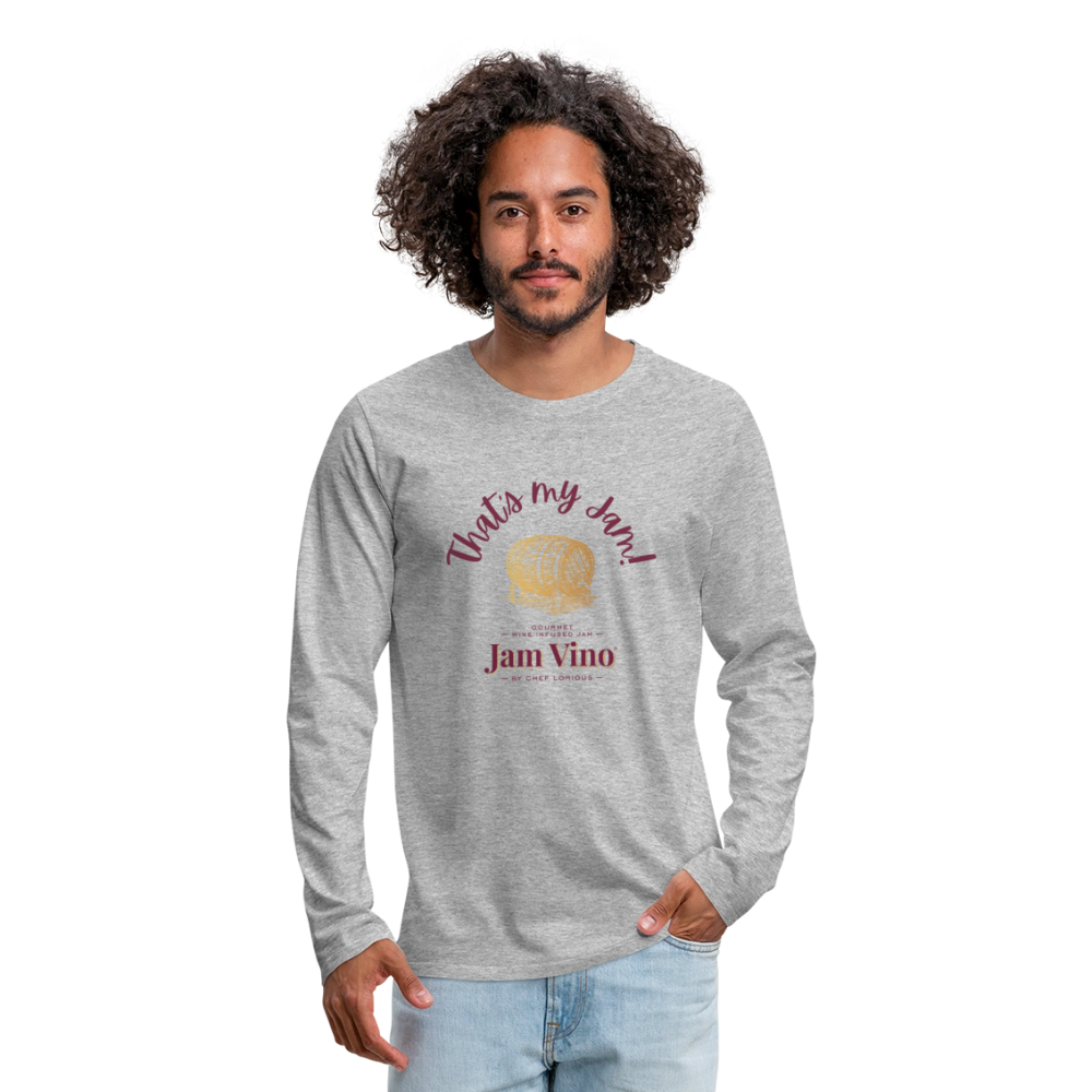 Jam Vino Premium Long Sleeve T-Shirt – Soft 100% Cotton Unisex Tee - heather gray