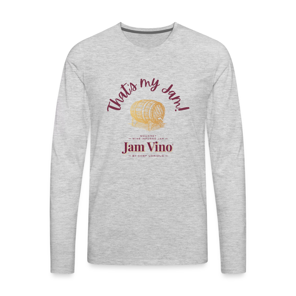 Jam Vino Premium Long Sleeve T-Shirt – Soft 100% Cotton Unisex Tee - heather gray